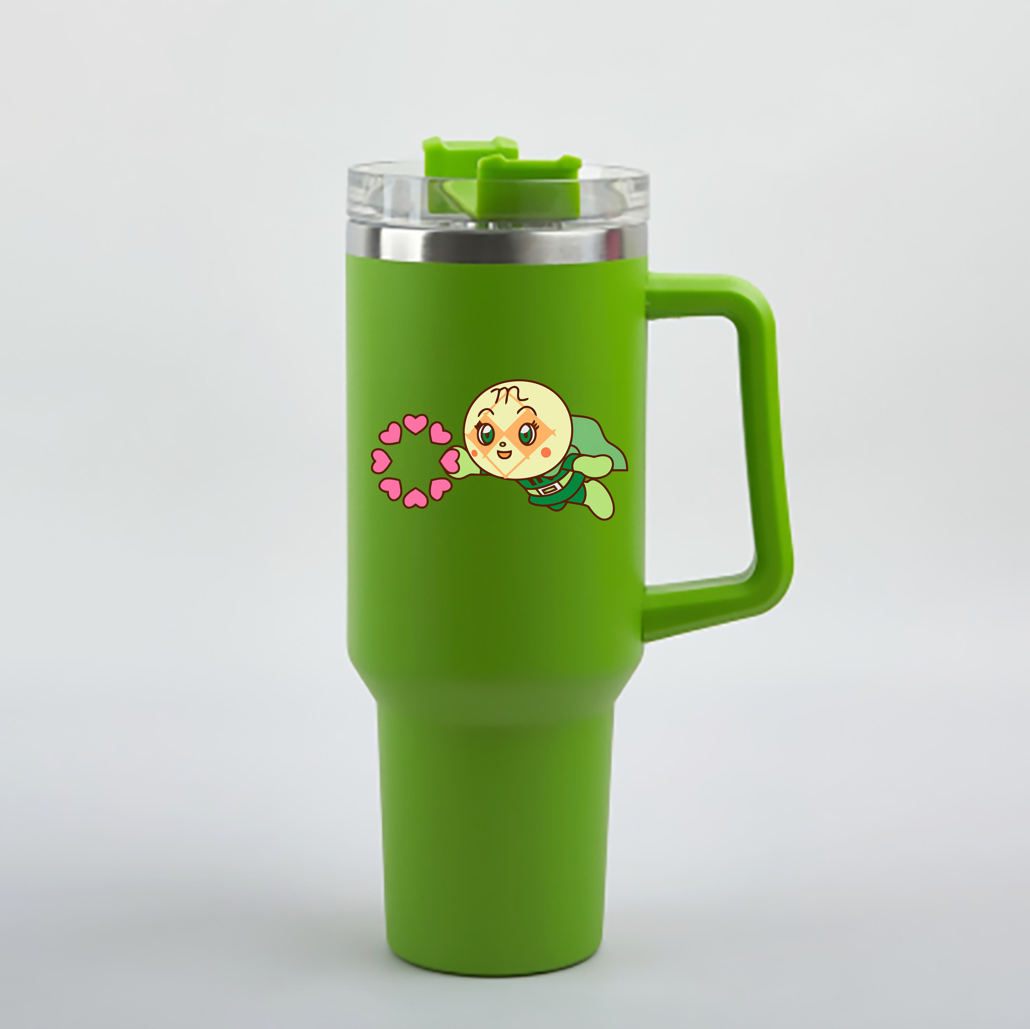 （画像用） アンパンマン Anpanman 1200mL車用タンブラー - クリスタルステッカー（プラスチックストロー付き）